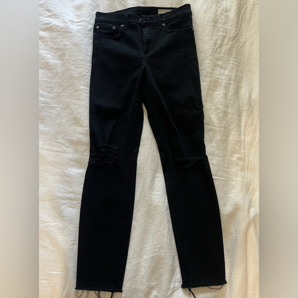 Pistola high-waisted distressed black cropped skinny jean